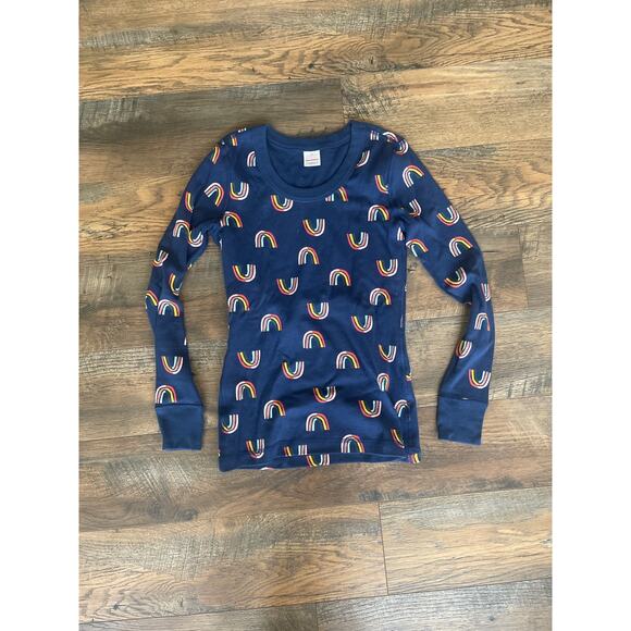 NWOT Women’s HANNA ANDERSSON Long Sleeve Navy Blue + Rainbows Top (XS/S) - Picture 1 of 3